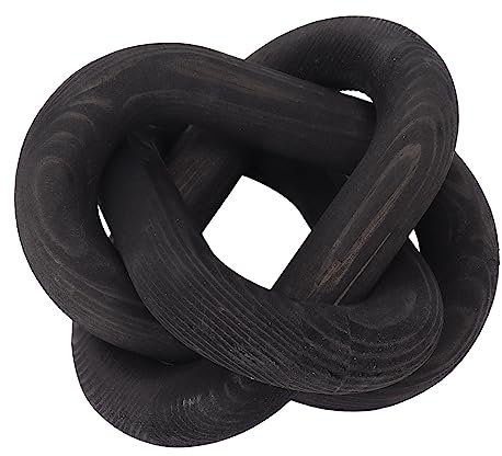 Jonlaki Arredamento del Nodo, Arredamento a Catena del Nodo in Legno, da Centrotavola da Tavolo da Pranzo, Decorativo della Tavola in Legno in per la Caffetteria per Soggiorno Domestico (BLACK)