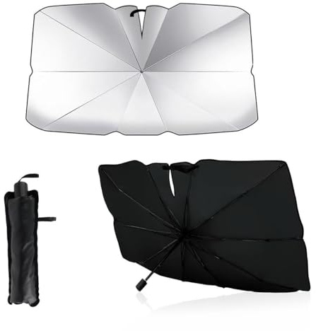 Graplan Sonnenschutz Auto Frontscheibe 140 x 80 cm, 2025 Upgrade 10-Knochen-Faltstruktur Windschutzscheibe Sonnenschutz, Faltbar UV-Schutz Sommer Sonnenschirm mit Sonnenschirmhülle für SUV/PKW/LKW