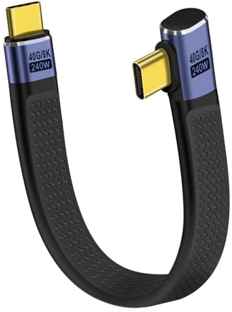 YINGAYOU Cavo USB C 40Gbps Piatto Cavo Thunderbolt 4 90 Grad 240W 48V 5A Supporta Audio e Video 8K@60Hz per Cellulare Smartphone Tablet Dispositivo (Su e Giù, 13 cm)
