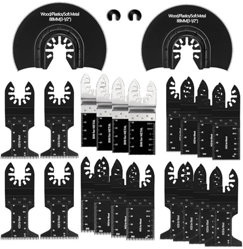 24PCS Oscillating tool Accessories, Multitool Blade Set for Wood & Meta, Universal Saw Oscillating Blades Compatible with Fein Multimaster, Ryobi, Milwaukee, Bosch, Dremel, Dewalt,Rockwell,Makita More