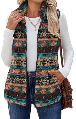 ABINGOO Teddy Fleece Weste Damen Warm Jacken Herbst Winter Stehkragen Westen Leichte Ärmellos Reißverschluss Sherpa Mantel mit Taschen