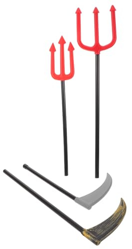 Gatuida Set di 4 Falci di Plastica Vintage per Halloween Accessori di Scena per Cosplay e Decorazioni per Feste Giocattolo Sicuro e Leggero per 51Cm e 385Cm Riutilizzabile per