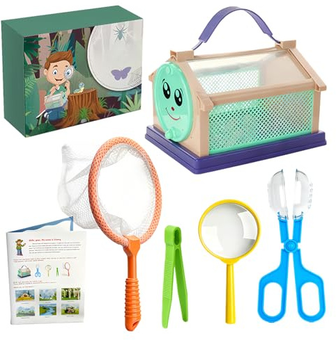 Yidueace Kid Outdoor Explorer Kit - Nature Exploring Toy - Worm Catching Kit with Collector Net Tweezer Magnifying Glass - for Birthday Nature Garden Lawn Park Boys Girls Children