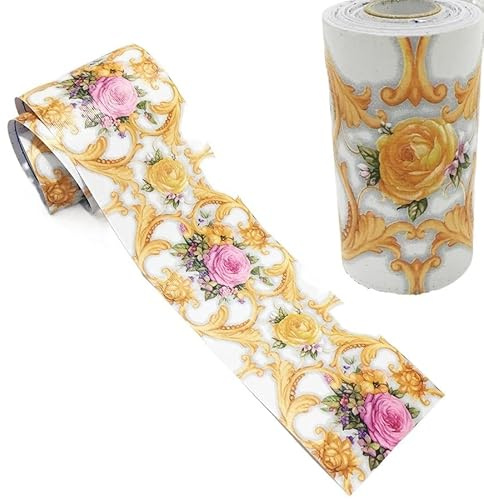 Generisch Bordüre selbstklebend 10 m selbstklebende Totem-Blumen-Wandaufkleber, Taillenlinie, Tapete, Bordüren, Aufkleber, Heimdekoration, Glasfliesen, Dekorationspapier(Waist line 1)