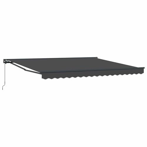 Mokuyary Tenda da sole retrattile antracite 400 x 300 cm poliestere e metallo, tenda da sole per balcone, terrazza, giardino, veranda