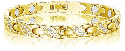 Zecimi Magnetarmband Damen, Silber Herz Kleeblatt Magnet Armband mit Zirkon | Verstellbar Edelstahl Armkette zum Stressabbau, Antistatisch Damenarmband für Besseren Schlaf, 22cm Magnetschmuck mit Box