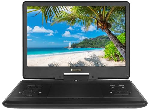 Tsophreniq Facile da usare digitale da 14 pollici con schermo regolabile a 180 gradi e suono stereo, ideale per viaggi e viaggi in auto lettore portatile per bambini