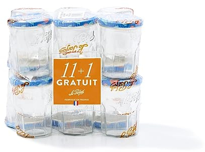 Le Parfait 1978019.0 Lot de 12 Confituriers Verre Transparent 24,0 x 16,0 x 23,0 cm
