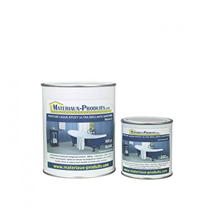MATPRO - Peinture Laque Epoxy Salle de Bain - Sans Solvant, Auto-Lissant - Répare et Rénove Baignoire, Lavabo, Évier, Plan de Travail - Blanc Brillant - 1Kg