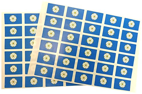 Pack of 60, 33x20mm, Yorkshire Rose Self-Stick Flag Stickers, Self-Adhesive County Flag Labels
