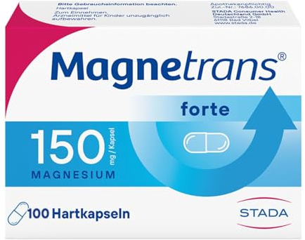 Magnetrans forte 150 mg Magnesium Tabletten hochdosiert, 100 Hartkapseln | Bei Magnesiummangel & Wadenkrämpfen, unterstützt Muskelfunktion, individuell dosierbar, glutenfrei, laktosefrei