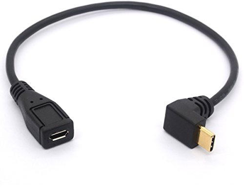 OpenII Micro-USB auf Typ-C-Kabel, 90 Grad abgewinkelter USB-C-Stecker auf Micro-B-Buchse, OTG-Adapter, Konverter für MacBook Pro, Laptop, Android-Geräte (USB C/Type C Positive)