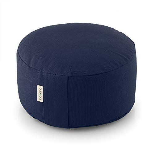 basaho WHEEL Zafu Meditationskissen Yogakissen | Bio-Baumwolle | Buchweizenschalen | Abnehmbarer und waschbarer Bezug (Mitternachtsblau)
