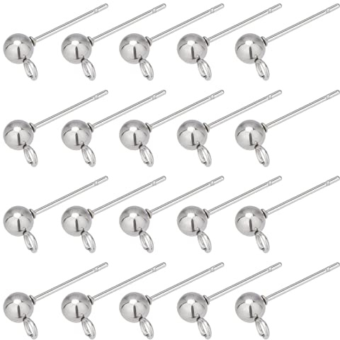 NBEADS Arricraft 20Pcs Orecchino Impostazioni Acciaio Inossidabile Post A Perno Open Loop Componenti Orecchino Making