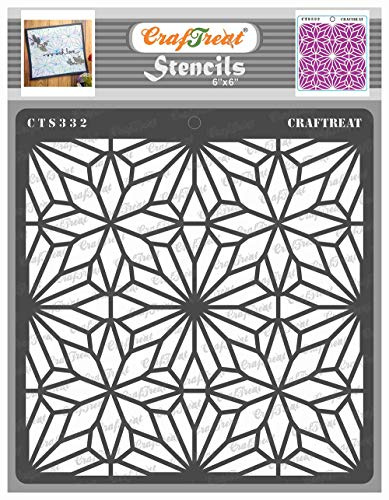 CrafTreat wiederverwendbare geometrische Muster-Schablonen zum Malen von Böden – geometrische Blumen-Schablonen – 15,2 x 15,2 cm – DIY-Kunst- und Bastelschablonen, Muster zum Malen