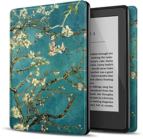 TNP Hülle für Kindle 10. Generation 2019 J9G29R, Schutzhülle Case für Amazon Kindle eReader 6-Zoll, mit Auto Einschlafen/Aufwachen Funktion, Ultradünne Cover für eBook Reader, Mandelblüten