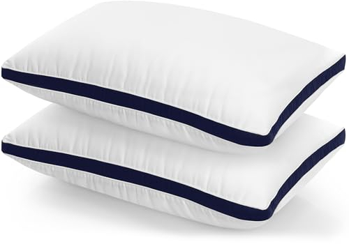 Utopia Bedding Pillows 2 Pack Queen Size, (Navy) Luxury Hotel Quality Pillows, Brushed Fabric, Bed Pillow for Back, Stomach or Side Sleepers - 18 x 26 inch / 45 x 66 cm