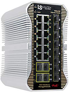 LIGHTEM 24 Ports Gestion Web Poé Commutateurs 10/100/1000M Ethernet industriels sur Rail DIN avec 12 Ports 1G RJ45 (1-8 PoE) et 12 Ports 1G SFP