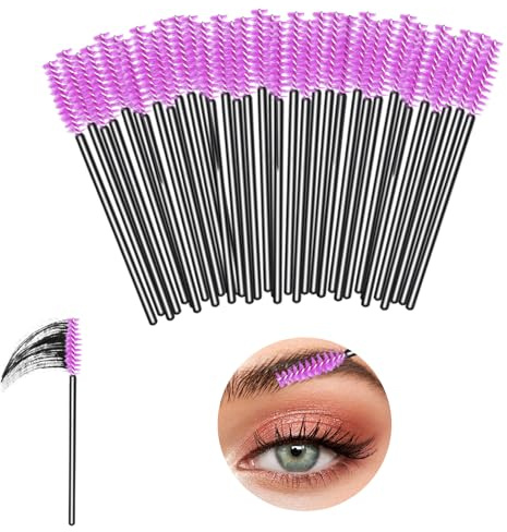 AIBAOBAO Mascara Wands 100 st, engångs ögonfransborstar ögonfrans ögonbryn applikator spole mikroborste, kosmetisk sminkborste verktygskit (svart + lila, 100 st)