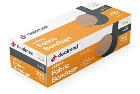 Dealmed Flexible Fabric Oval Spot Adhesive Bandages – 100 Count (1 Pack) Non-Stick Pad, Latex Free, Wound Care for First Aid Kit, 7/8 x 1 1/4