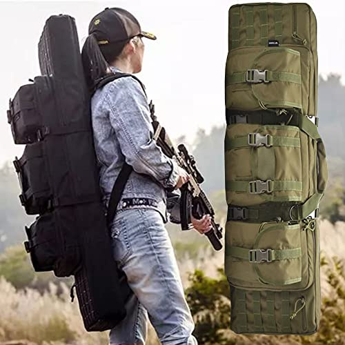 Estuche de Rifle Doble Largo, Mochila de Rifle Suave, Bolsa de Pistola para Tiro de Caza, Bolsa de Rifle Táctico, Estuche de Transporte de Armas de Fuego con Almacenamiento de Pistola- Green|| 140cm