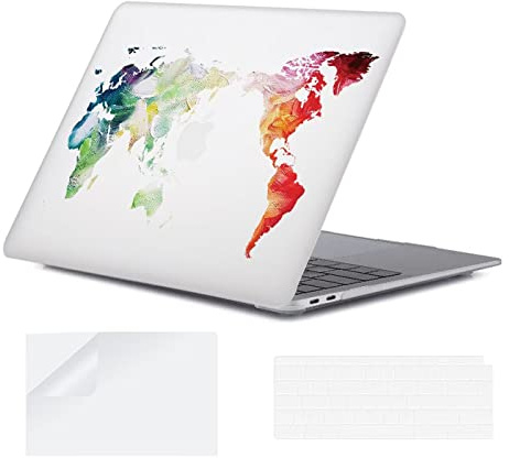 YOPAS Hülle für MacBook Air 13 Zoll 2020 2019 2018 A2337 M1 A2179 A1932 Hülle, Plastik Hartschale Schutzhülle Case und EU Tastaturschutz für MacBook Air 13,3 Zoll Touch ID, Karte