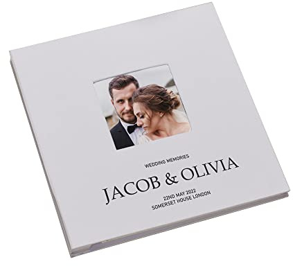 Personalised Bold Script Large Linen Wedding Photo Album