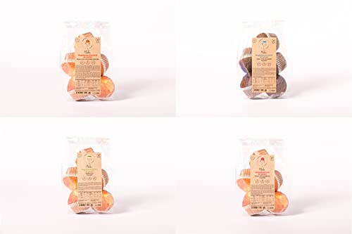 MDALEN Lote mixto de 40 Magdalenas (10 Clásicas, 10 de Cacao, 10 de Chocolate, 10 de Fresa), Sin Gluten, Sin Lactosa, Sin PLV, para Celíacos, Horneadas al Día y Elaboradas de Forma Tradicional