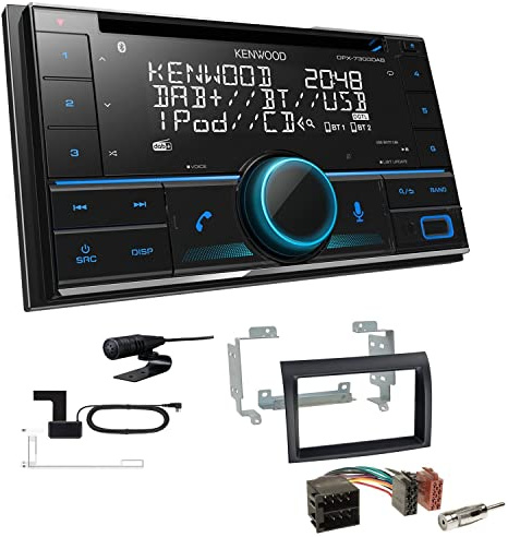 Kenwood DPX-7300DAB 2-DIN Autoradio mit Bluetooth Digitalradio DAB+ USB CD passend für FIAT Ducato ab 2006 schwarz gewölbte Kante