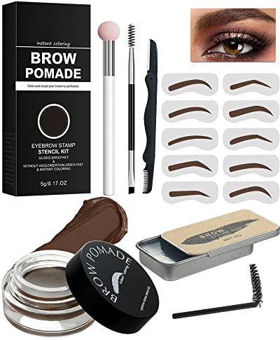 16Pcs Brauen Makeup Kit, Augenbrauen Creme und Clear Braue Wachs Styling Gel, Filled & Sculpted Eyebrows, mit Augenbrauen Schablone, Brow Tool, Langlebig Wasserfest, Super Hold Augenbrauenfarbe-03