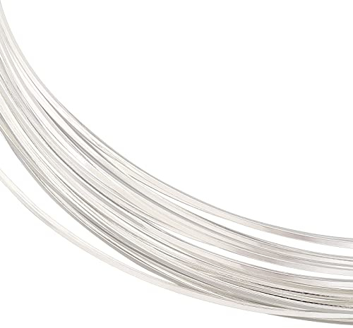 BENECREAT 23 Gauge 16 Fuß Silberner Quadratischer Kupferdraht, Biegbarer Metalldraht Für Die Herstellung von Halsketten, Armbändern Und Handgefertigten Projekten, 0.02 mm Breit