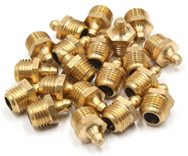 A ABSOPRO Set di Ingrassatore Testina M14x1.5 Filetto Ottone Dritto Grasso Raccordo Zerk Nipplo Raccordo 20 Pezzi
