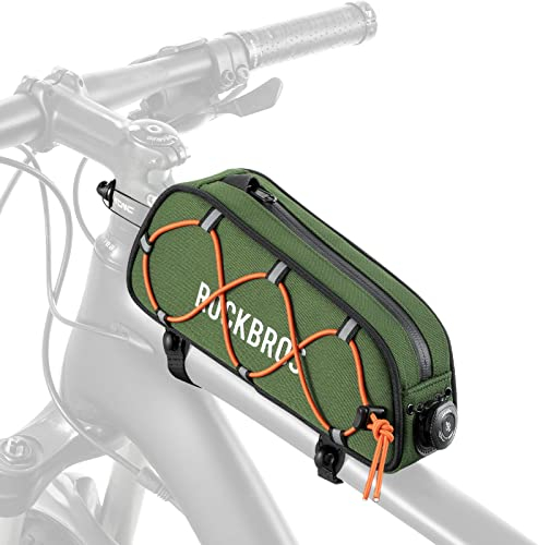 ROCKBROS Road to Sky Fahrrad Rahmentasche Wasserabweisend Oberrohrtasche 0,7L Reflektierend Fahrradtasche für Rahmen Tasche für MTB/Rennrad Grün