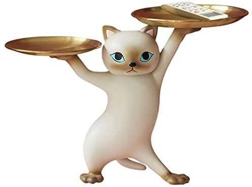 Katze Schreibtisch Tablett Deko Katzenfiguren Dekofigur Tierskulptur Katzen Skulptur Harz Deko Skulptur Desktop Ornament Katze Statue Skulptur Tischdekoration Für Eingangsbereich Tisch Lippenstifte