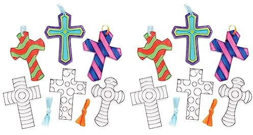 Baker Ross Cross Suncatcher Decorations - Pack of 20, Christian Easter Crafts for Kids (AX789)