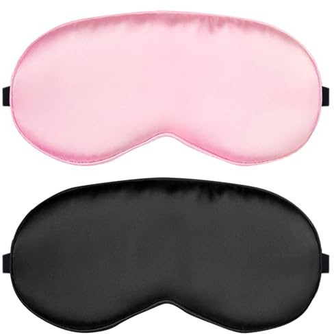 GWAWG 2-seitige Seiden-Schlafmasken, Augenmaske Seiden-Schattierungs-Nulldruck-Schlafmaske, 100% Schattierungsmaske, mit Gummiband, geeignet zum Schlafen, Reisen, Nickerchen, Frauen, Männer