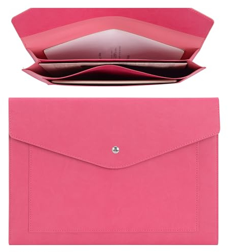 Wason Expansión A4 Documento Archivo PU Cuero Sobre Estuche Titular-Bolsillos de Tamaño Grande para Facturas de Papel Papelería Tablet y PC, Trabajo Estudio Viajes (Rojo)