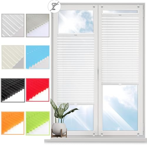 Plissee Klemmfix Plisseerollo 35 x 140 cm Sichtschutz und Sonnenschutz Plissees für Fenster Plissee Blickdichtes Falt-Rollo, für Fenster ohne Bohren, Weiß