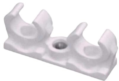 10x Rohrclips Zweifach Rohrhalter Doppelt Weiß Rohrbefestigung (mit Metallhülse, 28 mm)