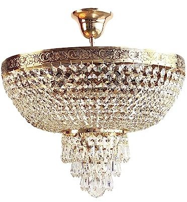 PGA Lights Kristall Deckenleuchte Ø50cm Gold gefertigt aus geschliffenen Kristallen