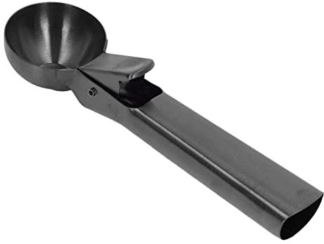 Ice Cream Scoop, Dishwasher Safe, Adhesive Stainless Steel Ice Ball Spoon with Release for Fruit Pepper (Black)