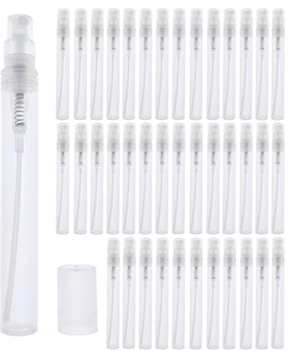ZHIYE 40pcs Mini Spray Atomizer Bottles, 5ml Plastic Empty Spray Bottle, Refillable, Clear Fine Mist, Travel Cosmetic Sample Bottle, Portable Perfume Container for Cosmetic Makeup Tools