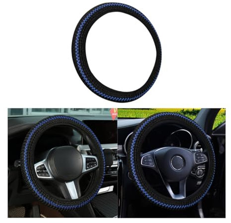 JNNJ Coprivolante Universale Traspirante in Seta Ghiaccio, Durevole Elastico Decorazione Auto Senza Anello Interno (Nero Blu)