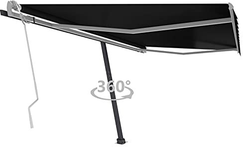 Standmarkise Einziehbar Handbetrieben, CIADAZ Balkon Markise, Sonnenschutz, Balkon überdachung, Sonnenmarkise, Terrassen-markisen, 450x350 cm Anthrazit