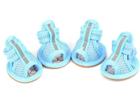 Ranphy Kleine Hundesandalen, wasserabweisend, Sommerpfotenschutz für heißen Bürgersteig, rutschfeste Stiefel für Jungen und Mädchen, atmungsaktive Netz-Hundeschuhe, Blau, Nr. 3