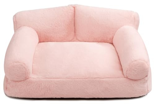 Hollypet Letto per Gatti Letto per Cani di Piccola Taglia, Soffice Divano Lettino in Peluche per Gatti e Cuccioli, Morbido Divano Traspirante Nido per Animali Domestici, Rosa