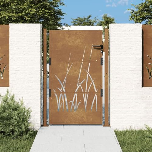 JUDYY Gartentor 105x155 cm Cortenstahl Gras-Design, Gartentor, Gartentür, Gartentüren, Tor Garten, Gartentüren, Garten Tore, Flügeltore, 153175
