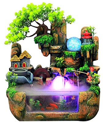 Indoor Desktop Fountain Waterfall, Relaxation Zen Meditation Indoor Waterfall with Automatic Pump, for Home Office Bedroom Desk Décoration indoor fountain