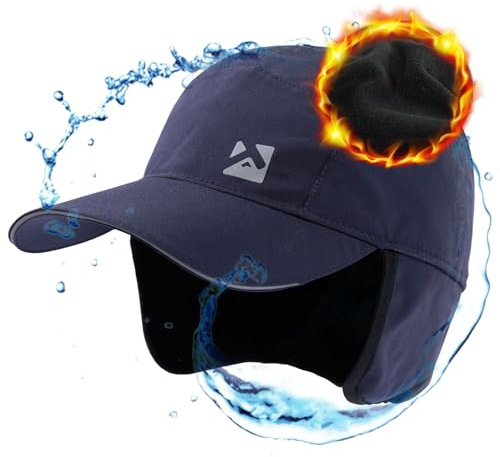 TOP-EX Übergroße XL/XXL Herren Damen wasserdichte Winter-Baseballkappe mit Fleece gefütterten Ohrenschützern und Trapperhut für kaltes Wetter extra große Köpfe X-Large Marineblau