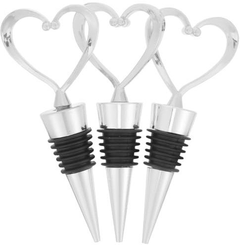 PRETYZOOM Bouchon De Bouteille De Vin En Forme De Cœur Métal Réutilisable Lot De 3 Accessoire Pour Vin Et Pour Mariage Fête À Domicile Bouteilles De Bière Eau Minérale